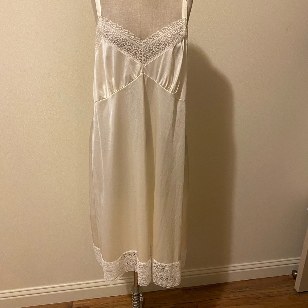 Ivory Lace Trim Satin Slip